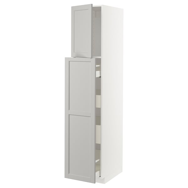 METOD / MAXIMERA hc w p-o func 1dr/4drw, white/Lerhyttan light grey, 40x60x200 cm