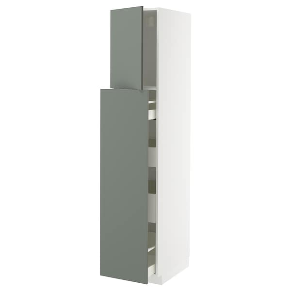 METOD / MAXIMERA - METOD / MAXIMERA Hc w p-o func 1dr/4drw, white/Nickebo matt grey-green, 40x60x200 cm