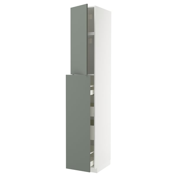 METOD / MAXIMERA hc w p-o func 1dr/4drw, white/Nickebo matt grey-green, 40x60x240 cm