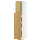 METOD / MAXIMERA hc w p-o func 1dr/4drw, white/Sinarp oak veneer, 40x60x200 cm
