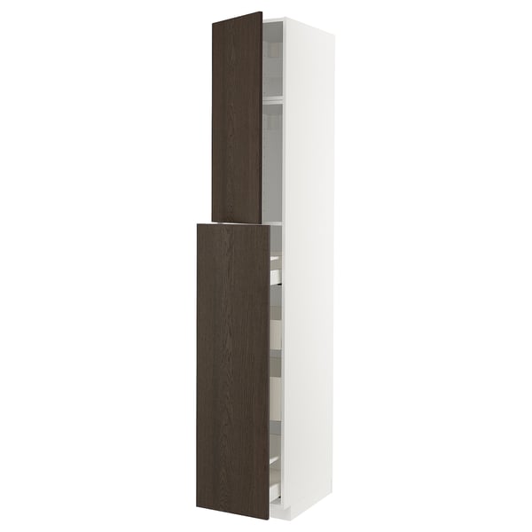 METOD / MAXIMERA hc w p-o func 1dr/4drw, white/Sinarp brown, 40x60x240 cm