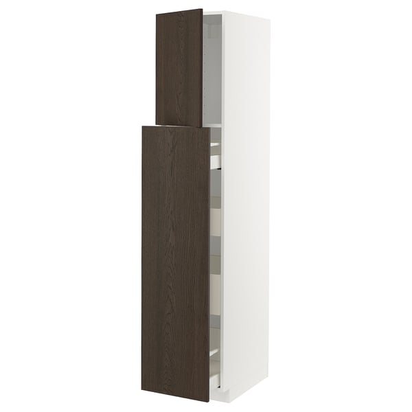METOD / MAXIMERA - Hc w p-o func 1dr/4drw, white/Sinarp brown , 40x60x200 cm