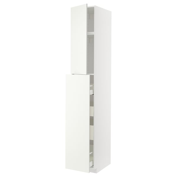 METOD / MAXIMERA - METOD / MAXIMERA Hc w p-o func 1dr/4drw, white Enköping/brown walnut effect, 40x60x240 cm