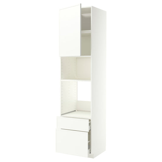METOD / MAXIMERA high cabinet f built-in appliances, white/Aspudden matt white, 60x60x240 cm