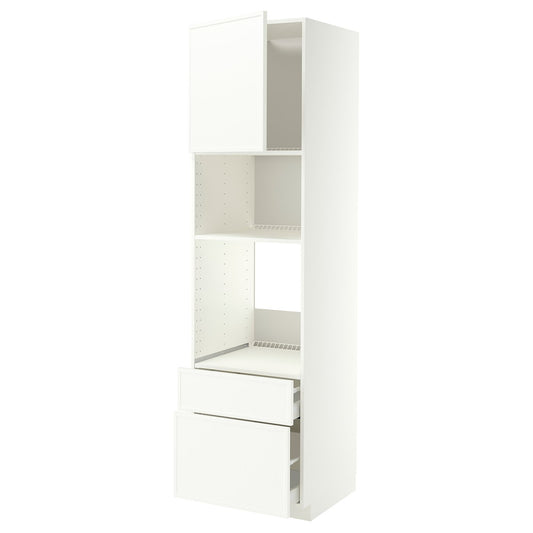 METOD / MAXIMERA high cabinet f built-in appliances, white/Aspudden matt white, 60x60x220 cm