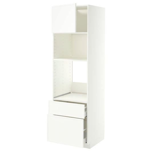 METOD / MAXIMERA high cabinet f built-in appliances, white/Aspudden matt white, 60x60x200 cm