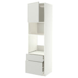METOD / MAXIMERA high cabinet f built-in appliances, white/Aspudden light grey, 60x60x220 cm