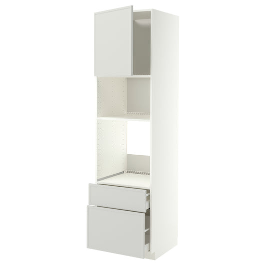 METOD / MAXIMERA high cabinet f built-in appliances, white/Aspudden light grey, 60x60x220 cm