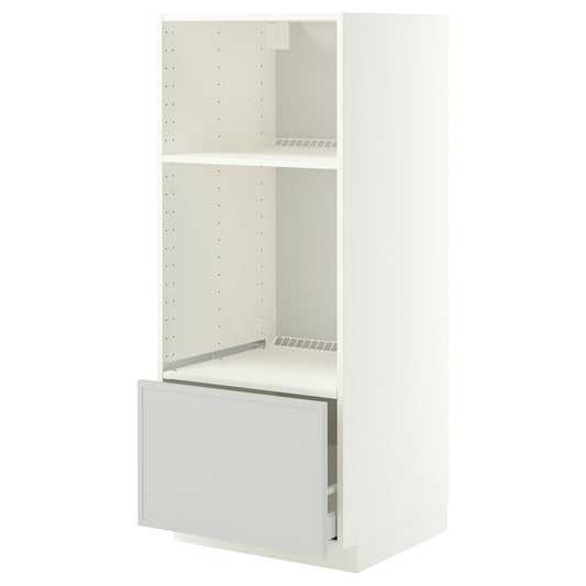METOD / MAXIMERA high cabinet f built-in appliances, white/Aspudden light grey, 60x60x140 cm