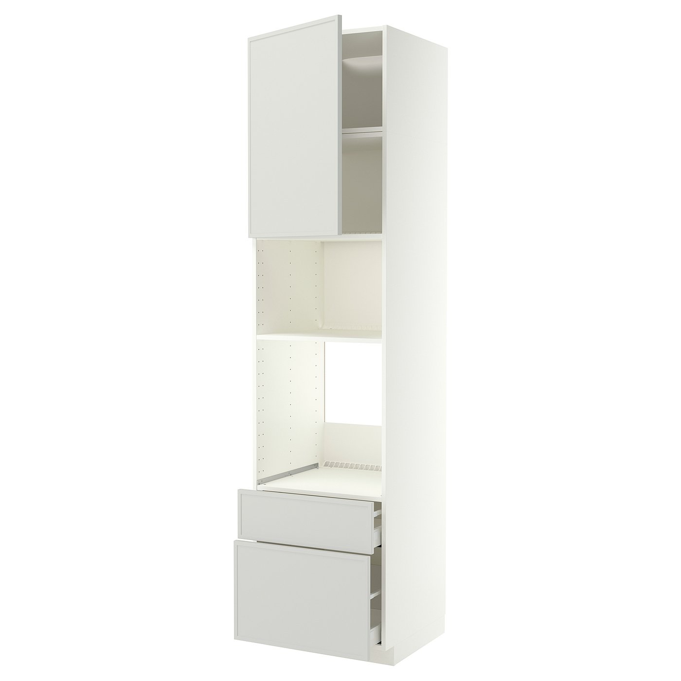 METOD / MAXIMERA high cabinet f built-in appliances, white/Aspudden light grey, 60x60x240 cm
