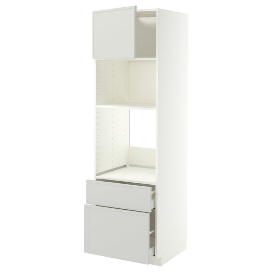 METOD / MAXIMERA high cabinet f built-in appliances, white/Aspudden light grey, 60x60x200 cm