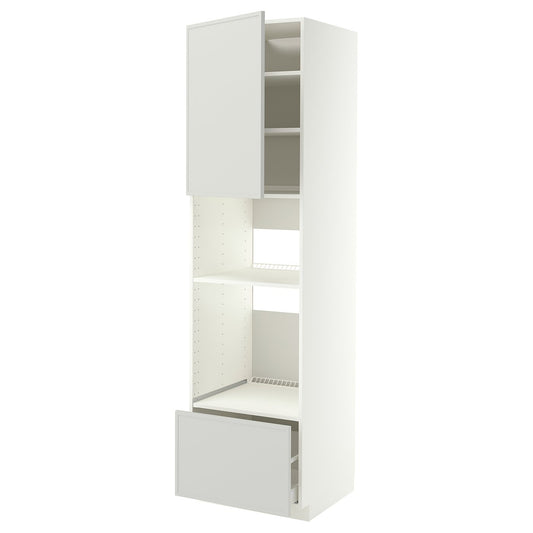 METOD / MAXIMERA high cabinet f built-in appliances, white/Aspudden light grey, 60x60x220 cm