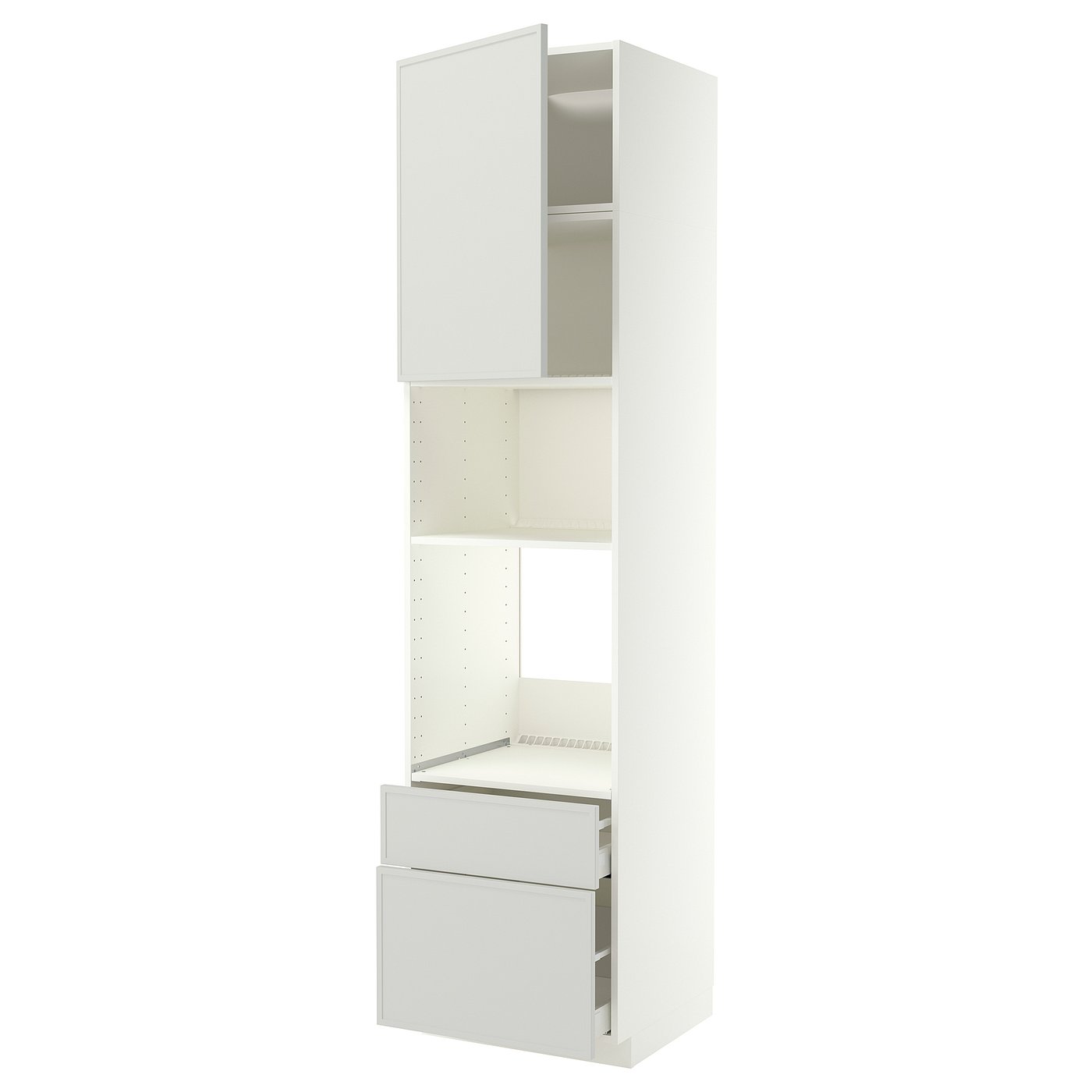 METOD / MAXIMERA high cabinet f built-in appliances, white/Aspudden light grey, 60x60x240 cm