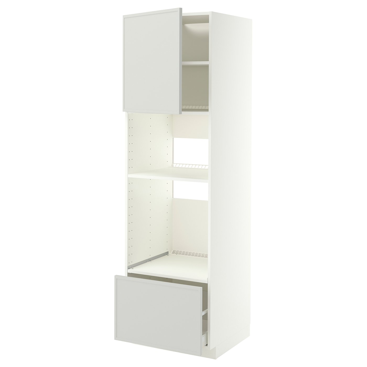 METOD / MAXIMERA high cabinet f built-in appliances, white/Aspudden light grey, 60x60x200 cm