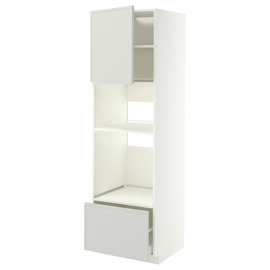 METOD / MAXIMERA high cabinet f built-in appliances, white/Aspudden light grey, 60x60x200 cm