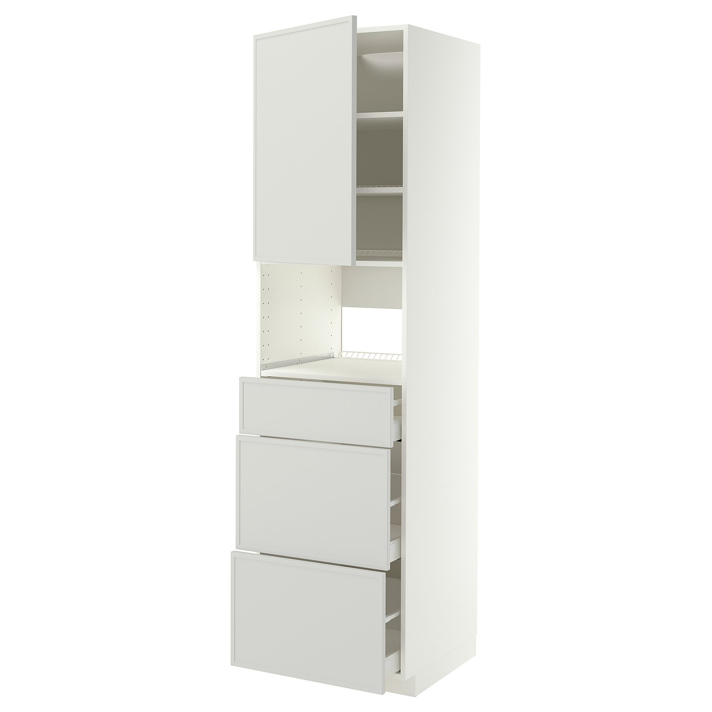 METOD / MAXIMERA high cabinet f built-in appliances, white/Aspudden light grey, 60x60x220 cm