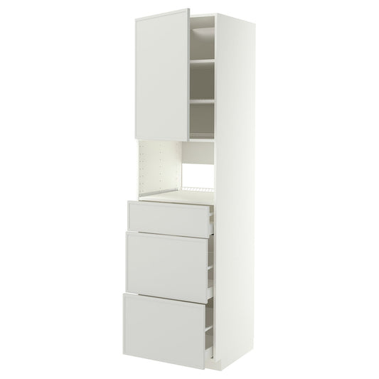 METOD / MAXIMERA high cabinet f built-in appliances, white/Aspudden light grey, 60x60x220 cm