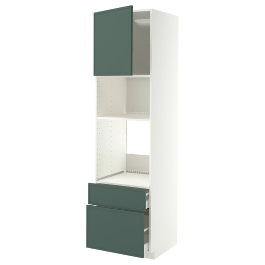 METOD / MAXIMERA high cabinet f built-in appliances, white/Aspudden dark grey-green, 60x60x220 cm