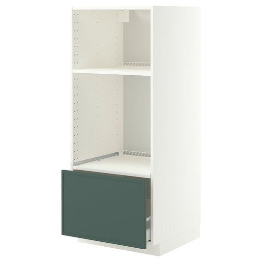 METOD / MAXIMERA high cabinet f built-in appliances, white/Aspudden dark grey-green, 60x60x140 cm