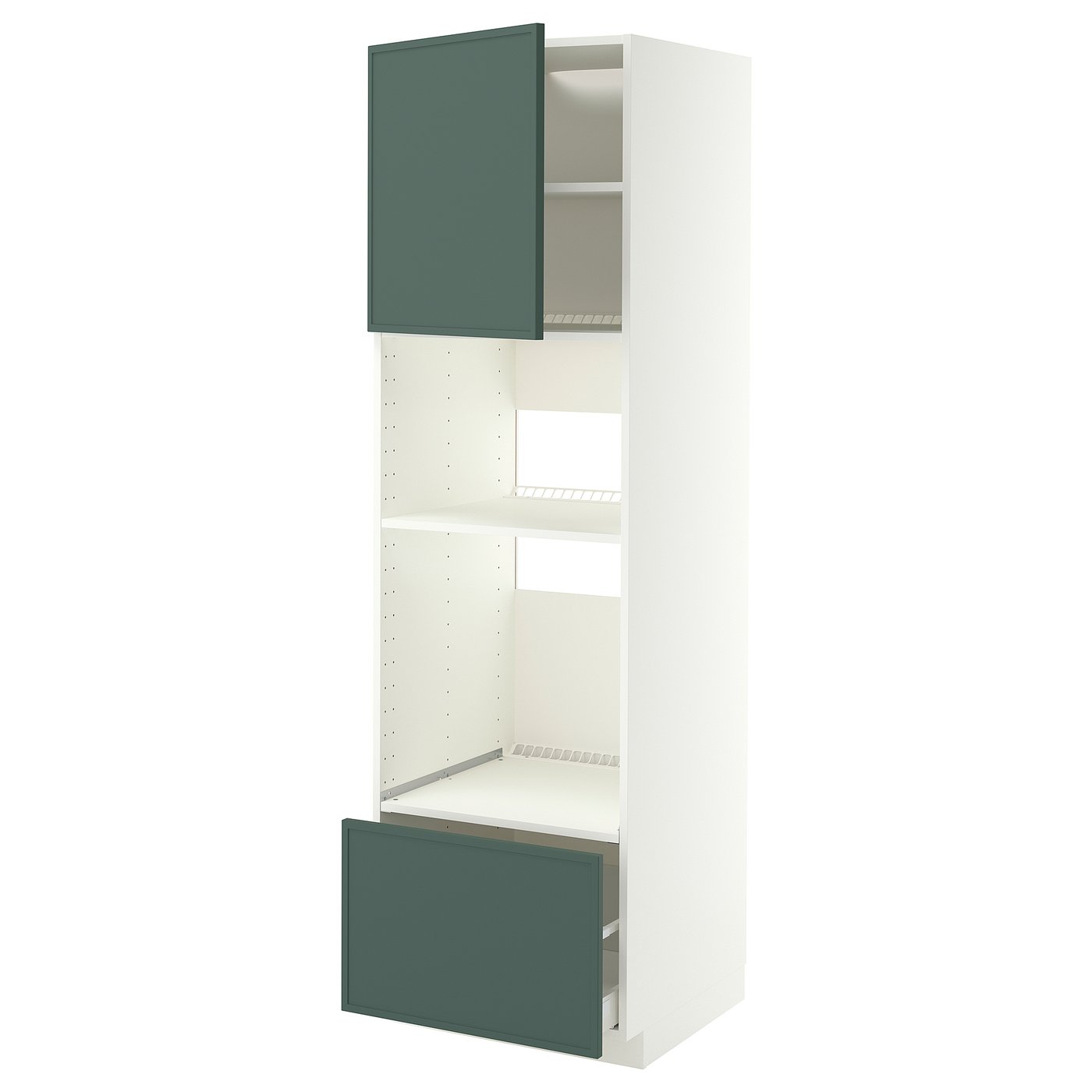 METOD / MAXIMERA high cabinet f built-in appliances, white/Aspudden dark grey-green, 60x60x200 cm