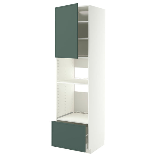 METOD / MAXIMERA high cabinet f built-in appliances, white/Aspudden dark grey-green, 60x60x220 cm