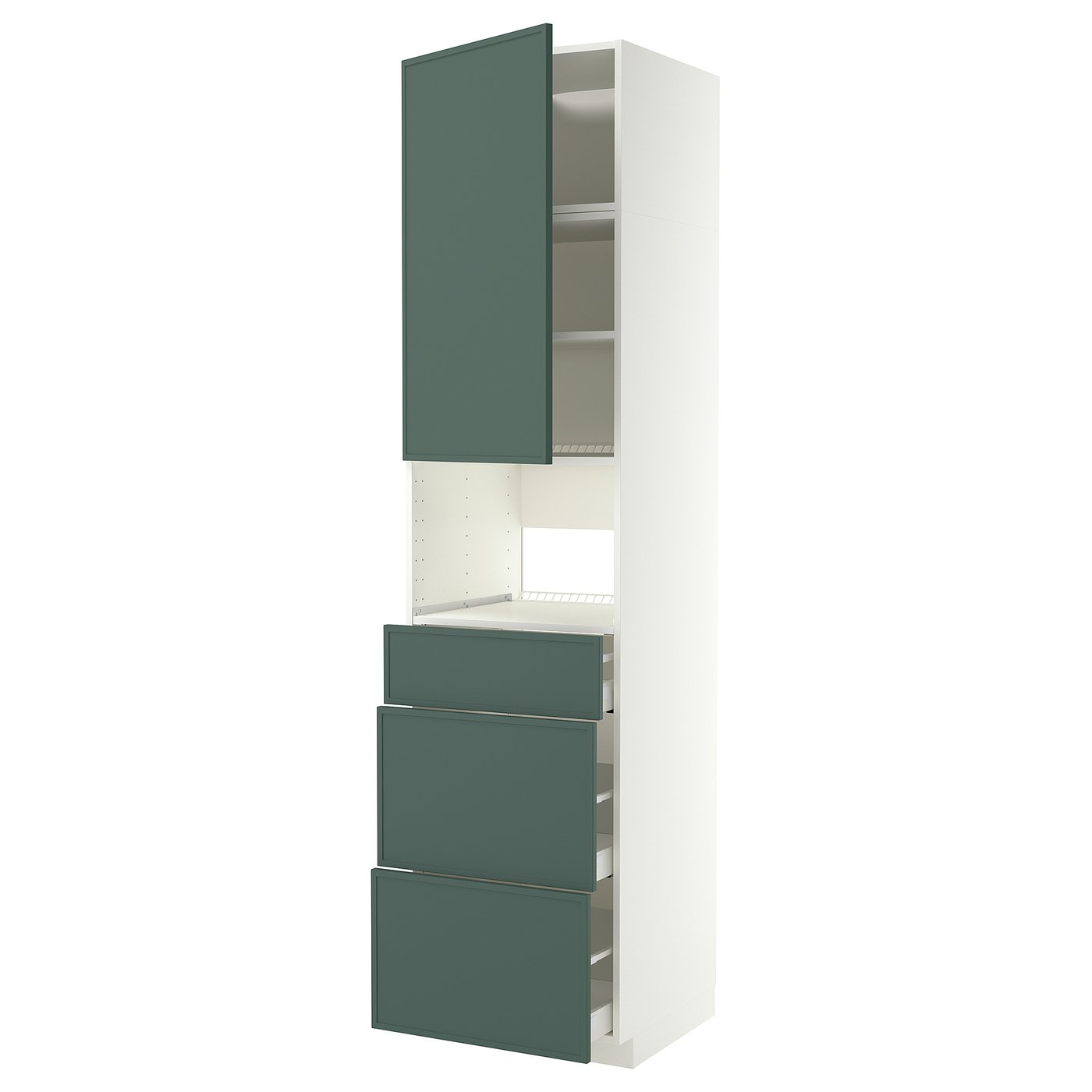 METOD / MAXIMERA high cabinet f built-in appliances, white/Aspudden dark grey-green, 60x60x240 cm