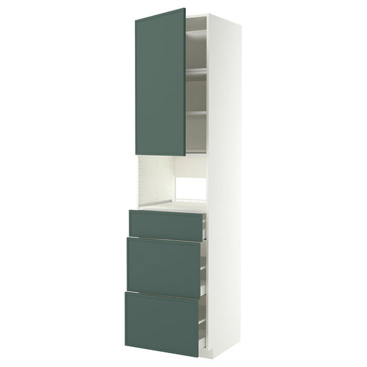 METOD / MAXIMERA high cabinet f built-in appliances, white/Aspudden dark grey-green, 60x60x240 cm