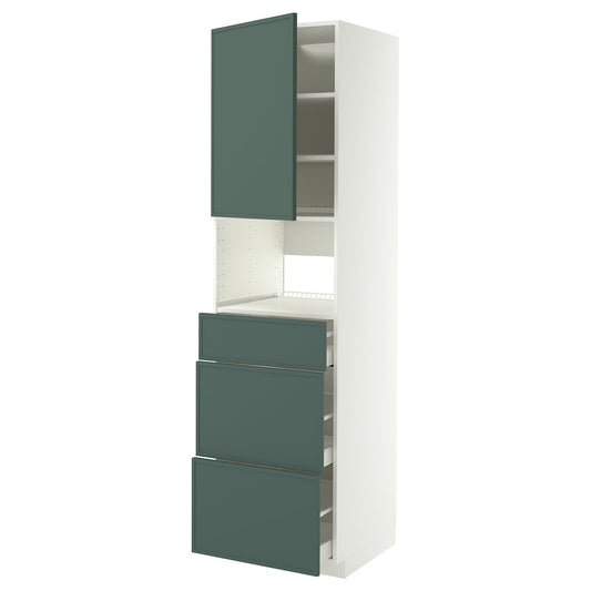 METOD / MAXIMERA high cabinet f built-in appliances, white/Aspudden dark grey-green, 60x60x220 cm