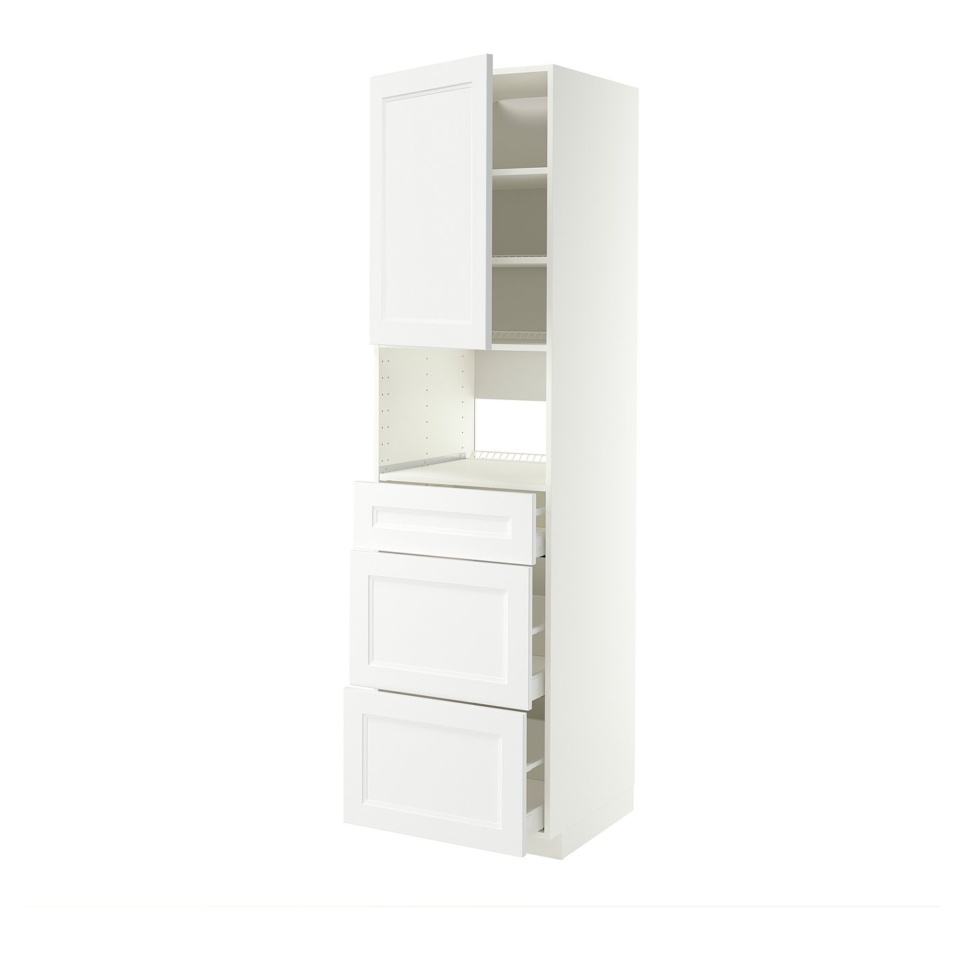 METOD / MAXIMERA high cabinet f built-in appliances, white/Axstad matt white, 60x60x220 cm