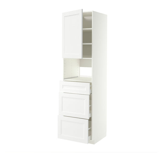 METOD / MAXIMERA high cabinet f built-in appliances, white/Axstad matt white, 60x60x220 cm
