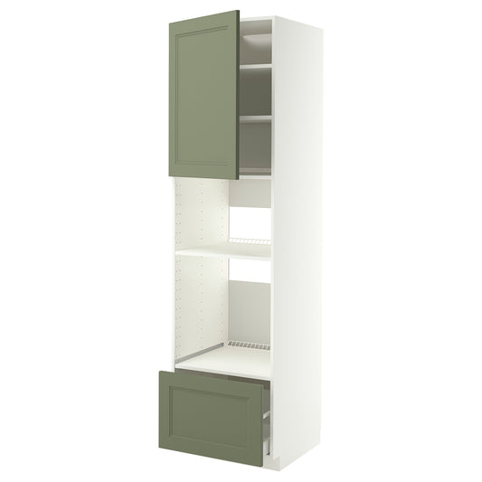 METOD / MAXIMERA high cabinet f built-in appliances, white/Axstad grey-green, 60x60x220 cm