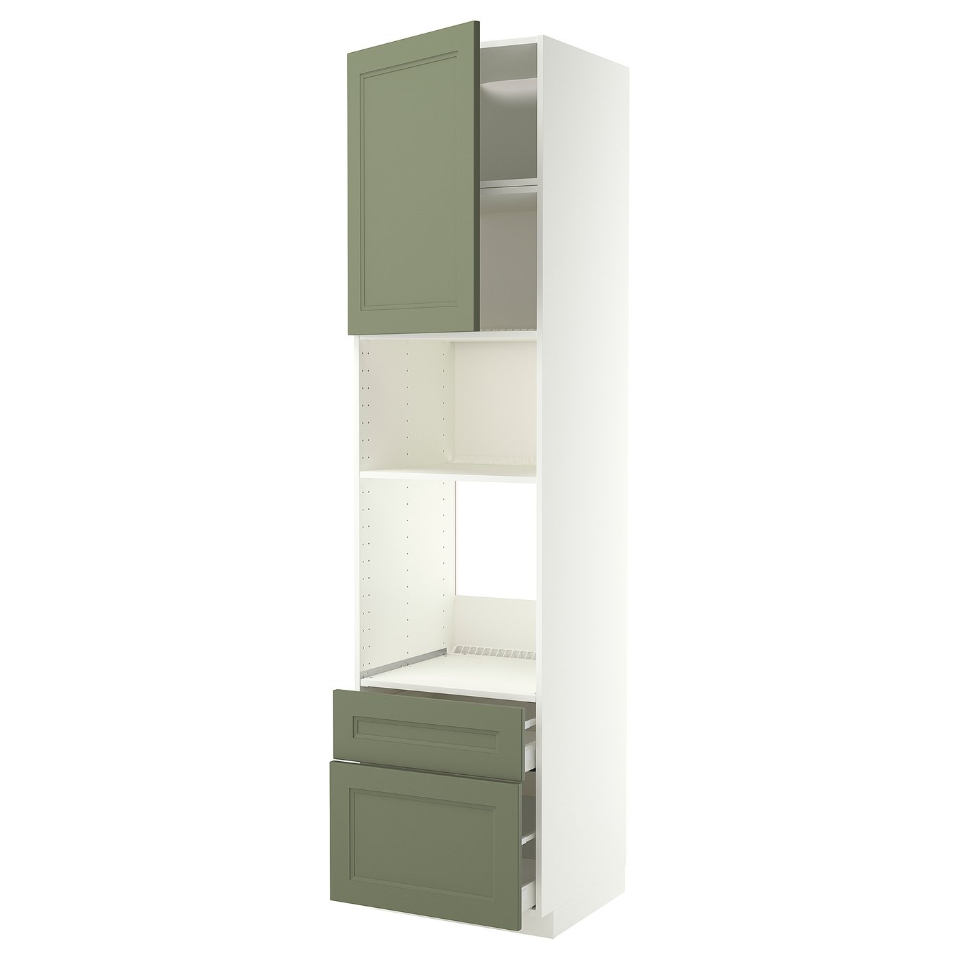 METOD / MAXIMERA high cabinet f built-in appliances, white/Axstad grey-green, 60x60x240 cm