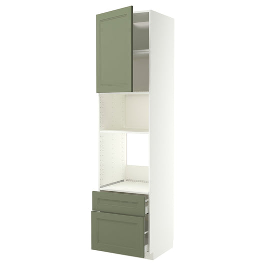 METOD / MAXIMERA high cabinet f built-in appliances, white/Axstad grey-green, 60x60x240 cm