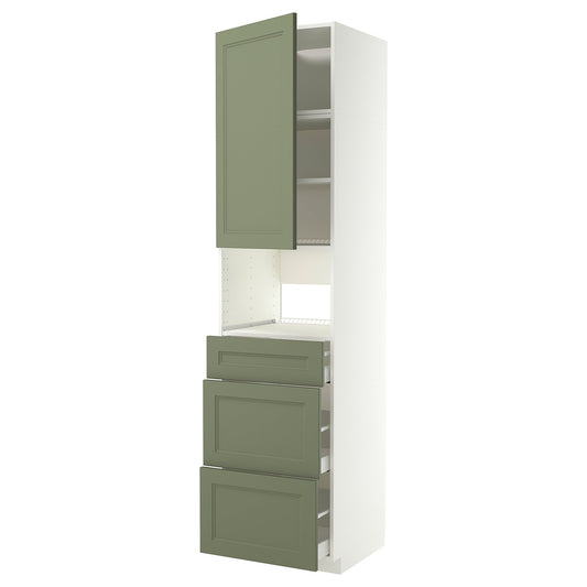 METOD / MAXIMERA high cabinet f built-in appliances, white/Axstad grey-green, 60x60x240 cm
