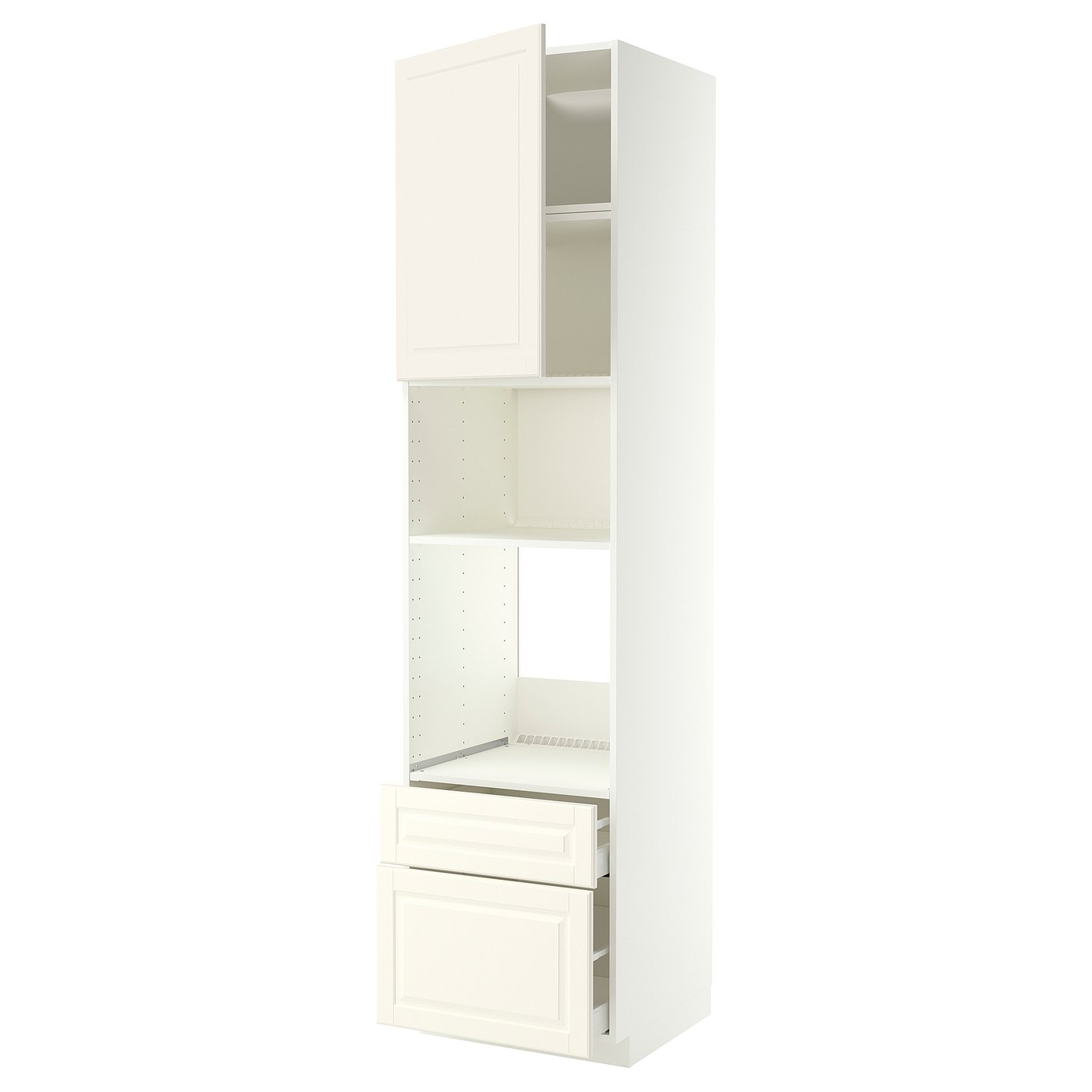 METOD / MAXIMERA high cabinet f built-in appliances, white/Bodbyn off-white, 60x60x240 cm