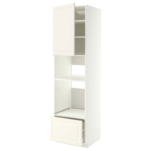 METOD / MAXIMERA high cabinet f built-in appliances, white/Bodbyn off-white, 60x60x220 cm