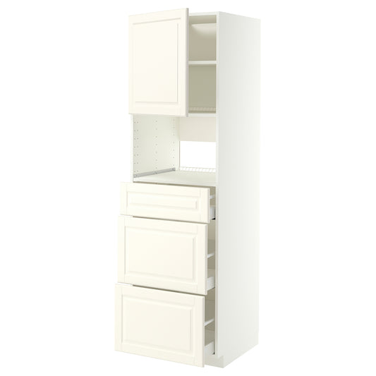 METOD / MAXIMERA high cabinet f built-in appliances, white/Bodbyn off-white, 60x60x200 cm