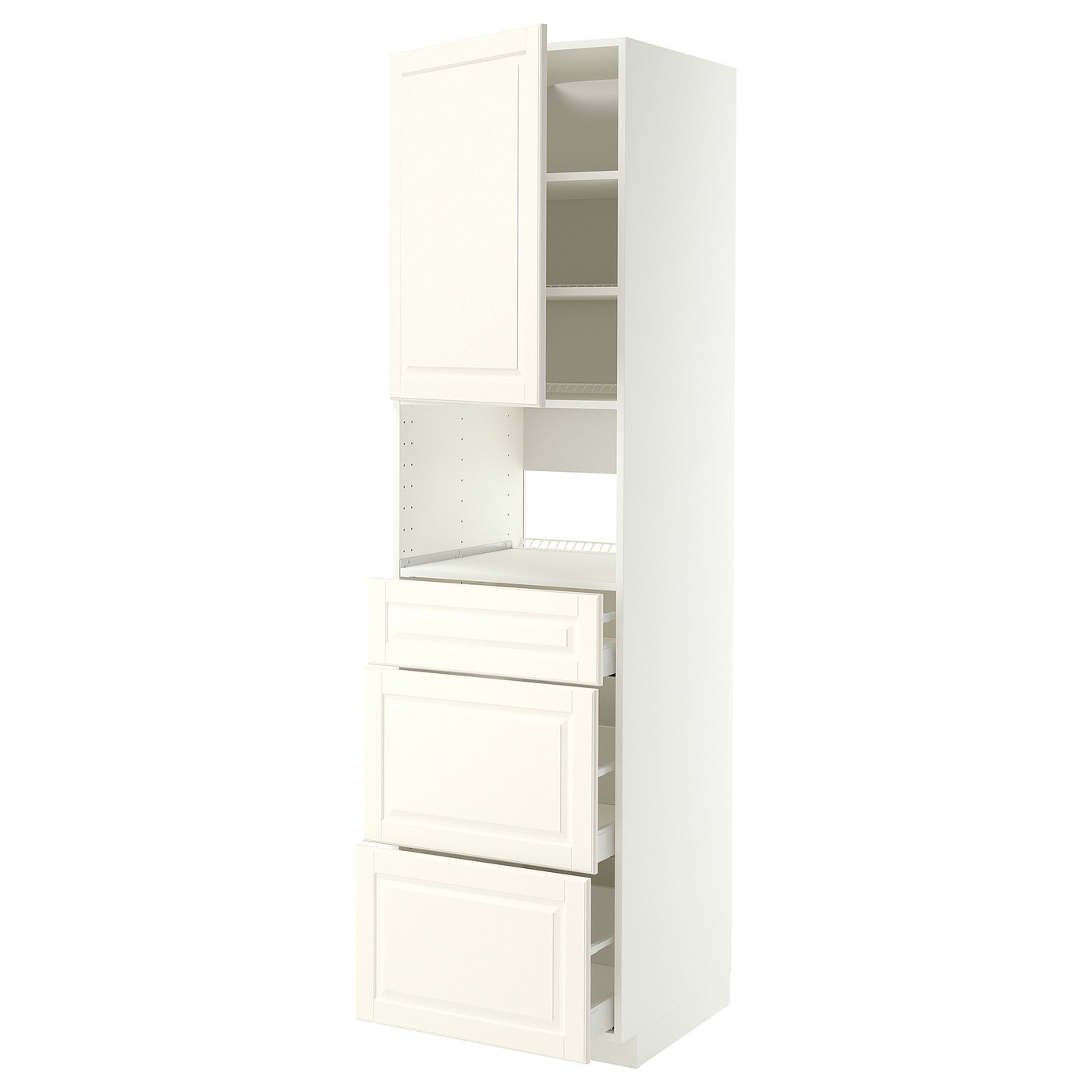 METOD / MAXIMERA high cabinet f built-in appliances, white/Bodbyn off-white, 60x60x220 cm