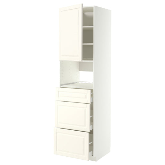 METOD / MAXIMERA high cabinet f built-in appliances, white/Bodbyn off-white, 60x60x220 cm