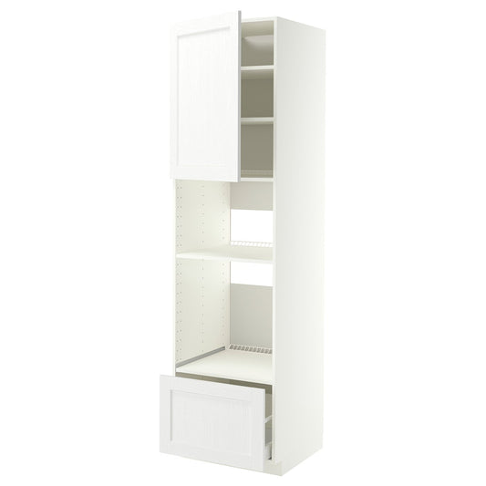METOD / MAXIMERA high cabinet f built-in appliances, white Enköping/white wood effect, 60x60x220 cm