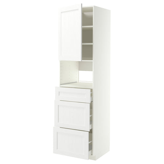 METOD / MAXIMERA high cabinet f built-in appliances, white Enköping/white wood effect, 60x60x220 cm
