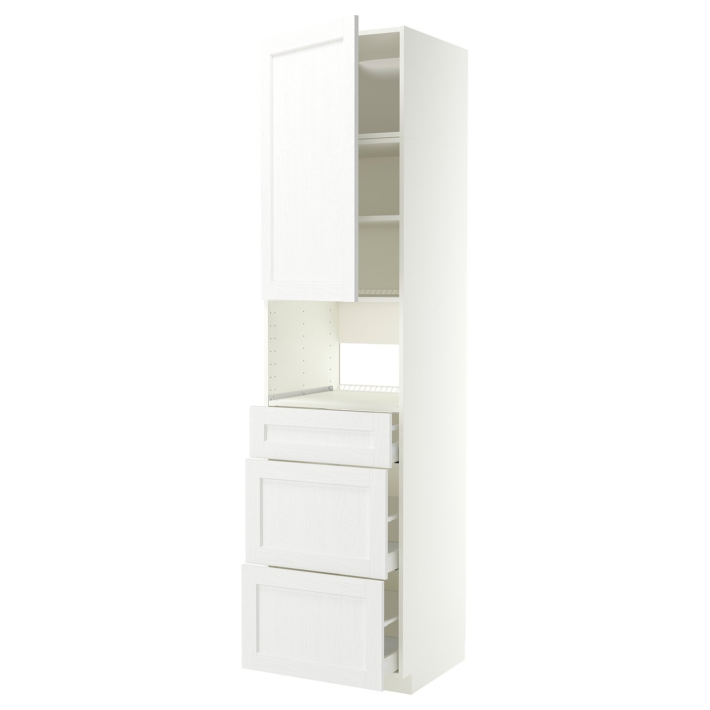 METOD / MAXIMERA high cabinet f built-in appliances, white Enköping/white wood effect, 60x60x240 cm