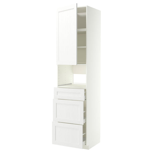 METOD / MAXIMERA high cabinet f built-in appliances, white Enköping/white wood effect, 60x60x240 cm