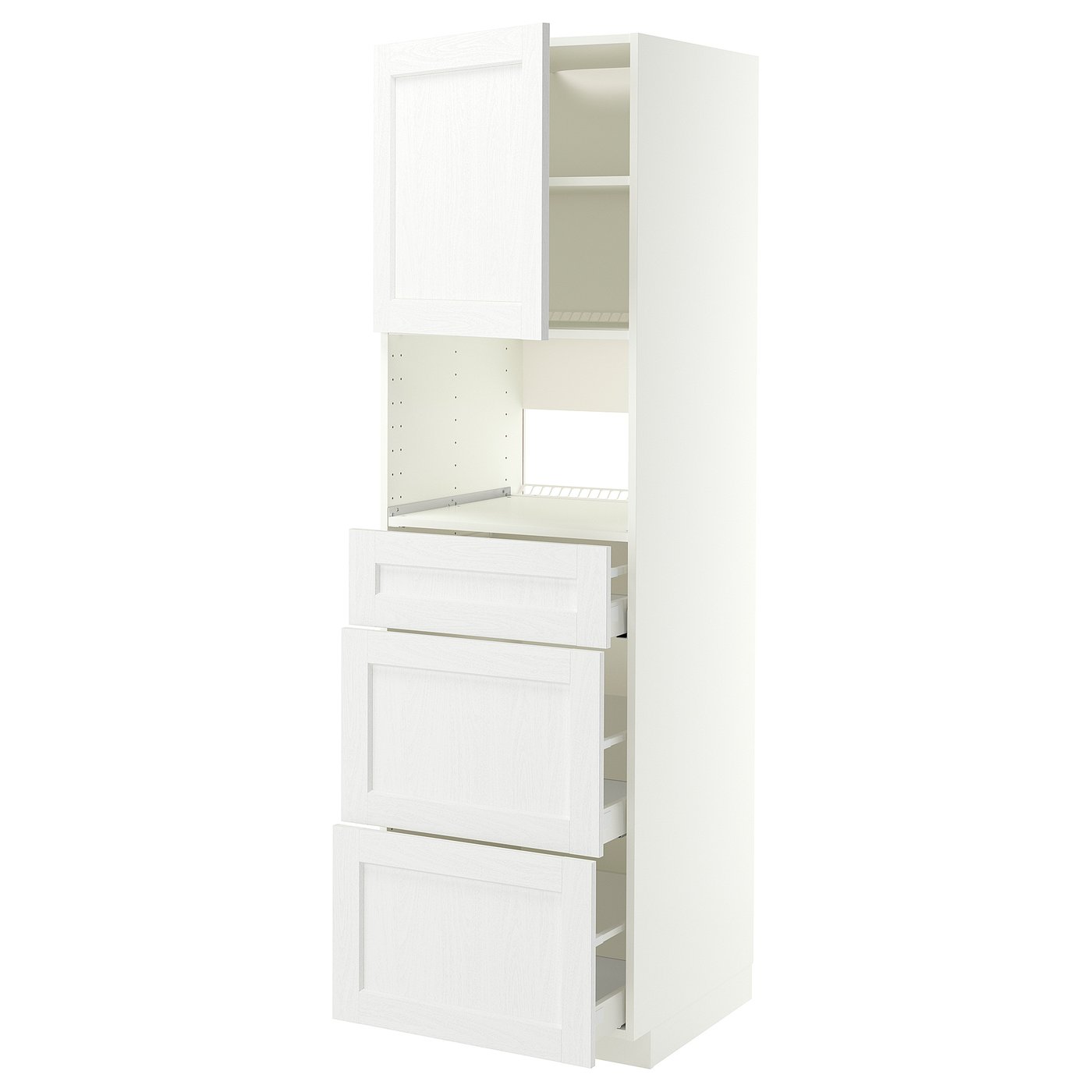 METOD / MAXIMERA high cabinet f built-in appliances, white Enköping/white wood effect, 60x60x200 cm