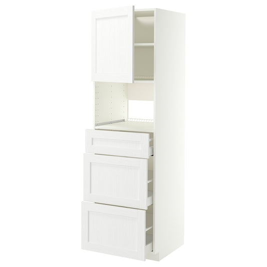 METOD / MAXIMERA high cabinet f built-in appliances, white Enköping/white wood effect, 60x60x200 cm