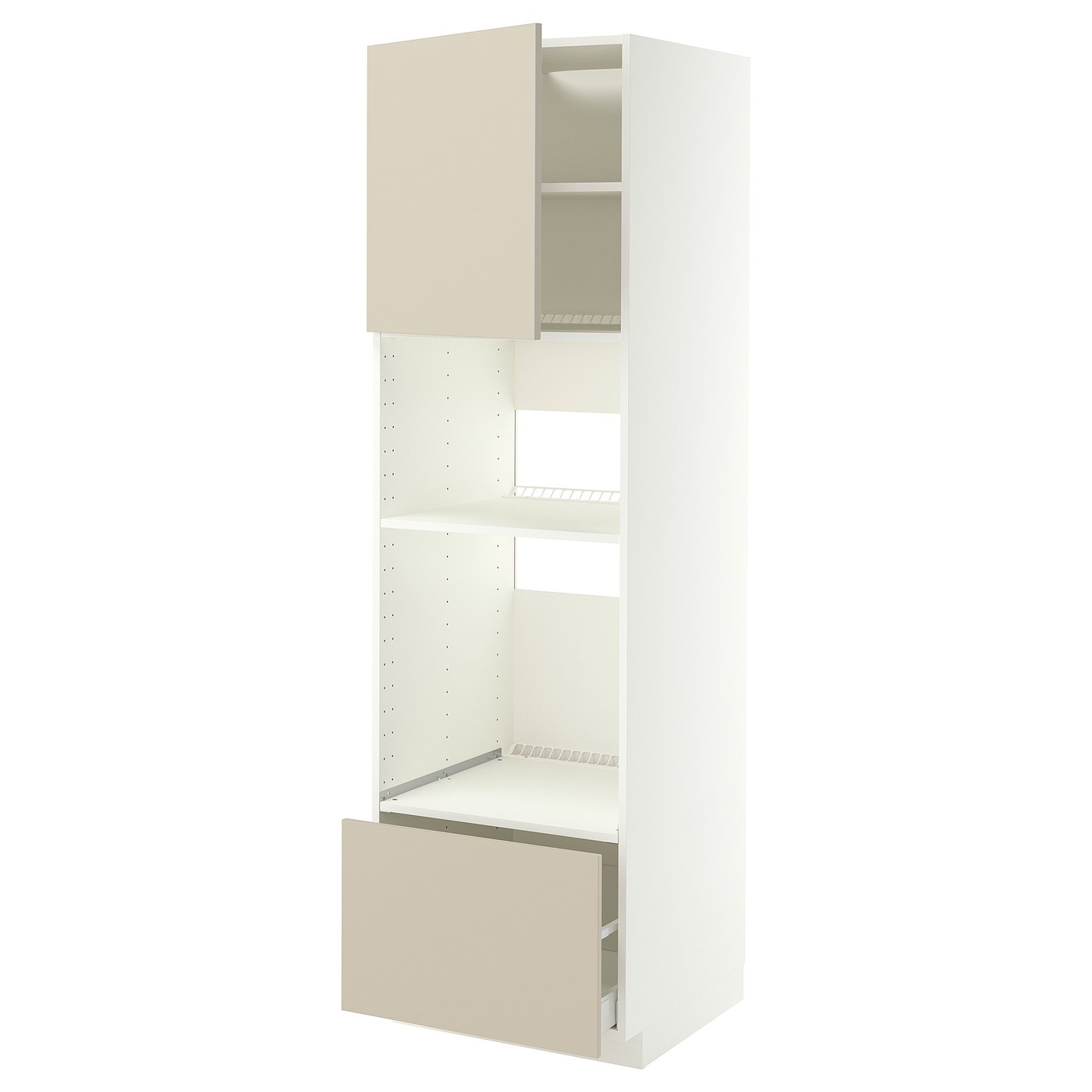 METOD / MAXIMERA high cabinet f built-in appliances, white/Havstorp beige, 60x60x200 cm