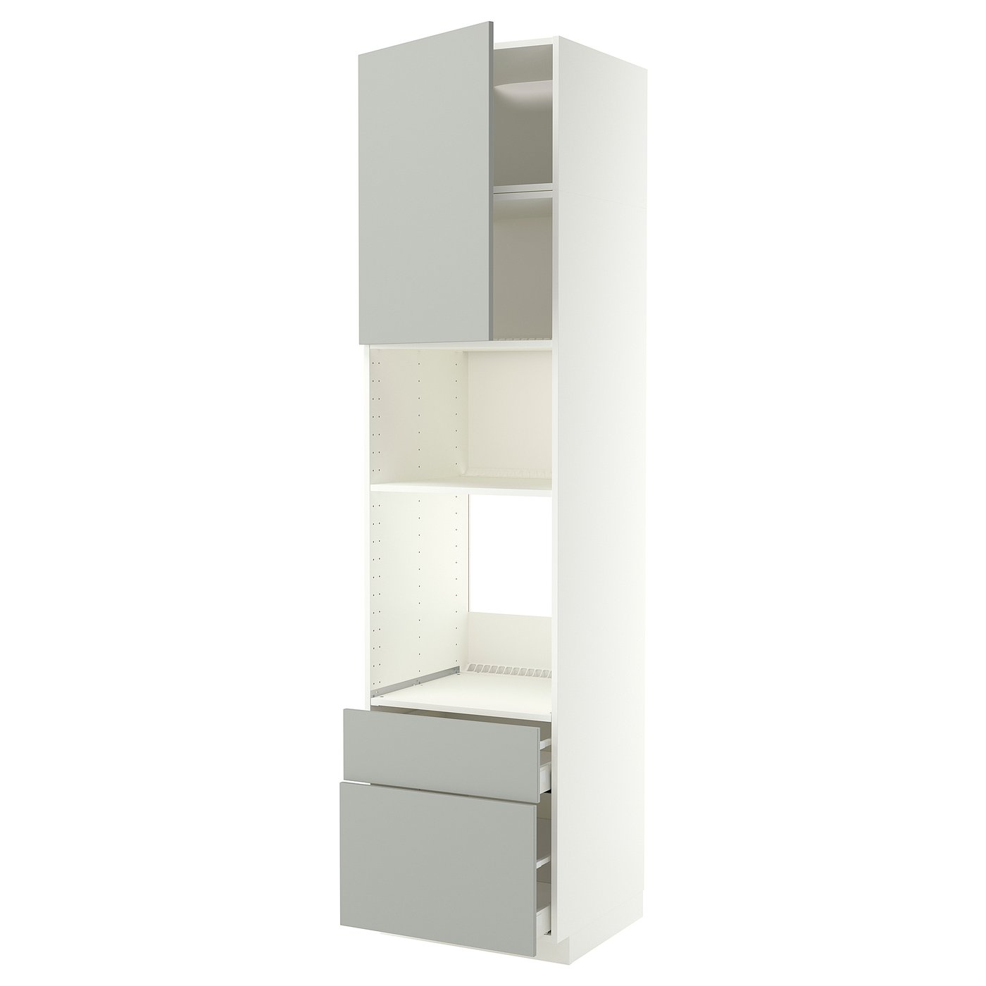 METOD / MAXIMERA high cabinet f built-in appliances, white/Havstorp light grey, 60x60x240 cm