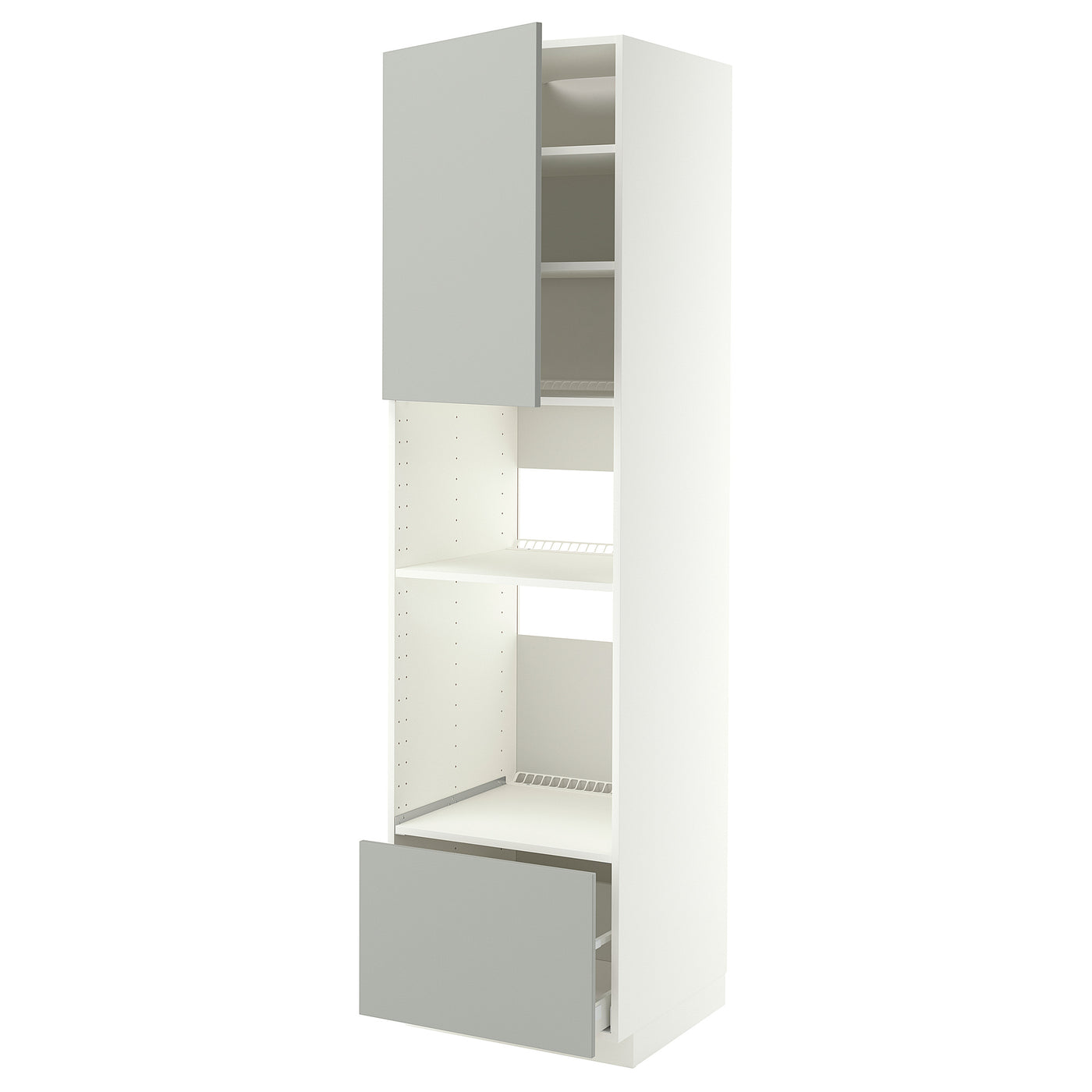 METOD / MAXIMERA high cabinet f built-in appliances, white/Havstorp light grey, 60x60x220 cm