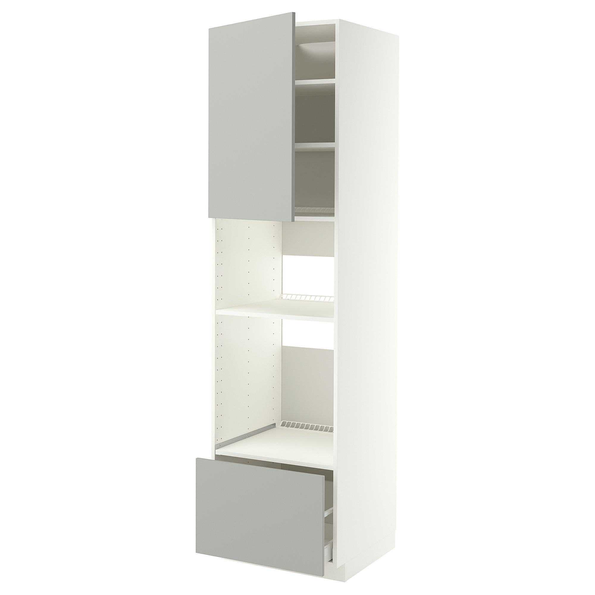 METOD / MAXIMERA high cabinet f built-in appliances, white/Havstorp light grey, 60x60x220 cm