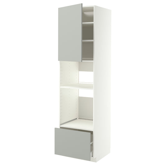 METOD / MAXIMERA high cabinet f built-in appliances, white/Havstorp light grey, 60x60x220 cm